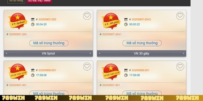 Lô đề siêu tốc 789Win hỗ trợ các khung quay thưởng 1 phút, 5 phút